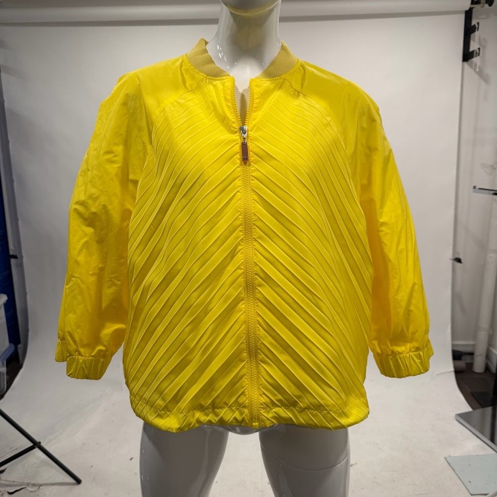 NWT Escada Sport Yellow Pleated Missai Jacket Size 46 US 16 $595 MSRP Lined.